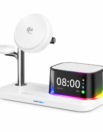 XO Холдер 25W, 3 в 1 Chargng station Magnetic +Speaker +Light +Clock /бял/ - CX045