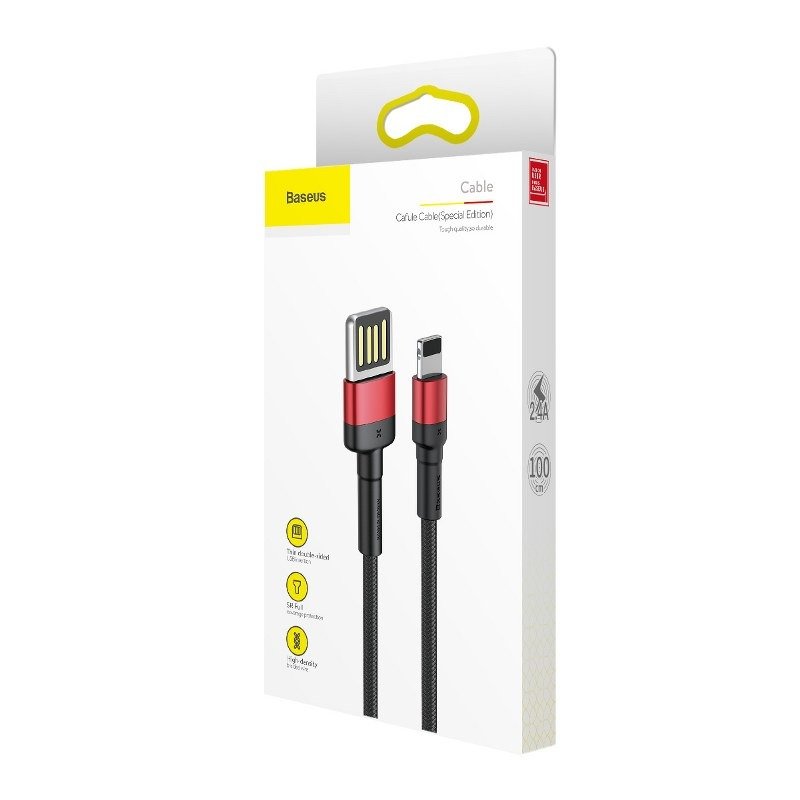 BASEUS Кабел USB-A - Lightning, 1м, 2.4A, SET 20 броя /черен + червено/ - CALKLF-G91 - Image 3