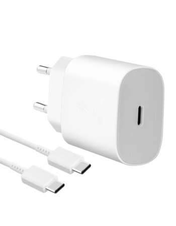 Samsung 220V 25W, USB-C, кабел C-C, бял, (bulk) - EP-TA800EWE + EP-DA980BWE