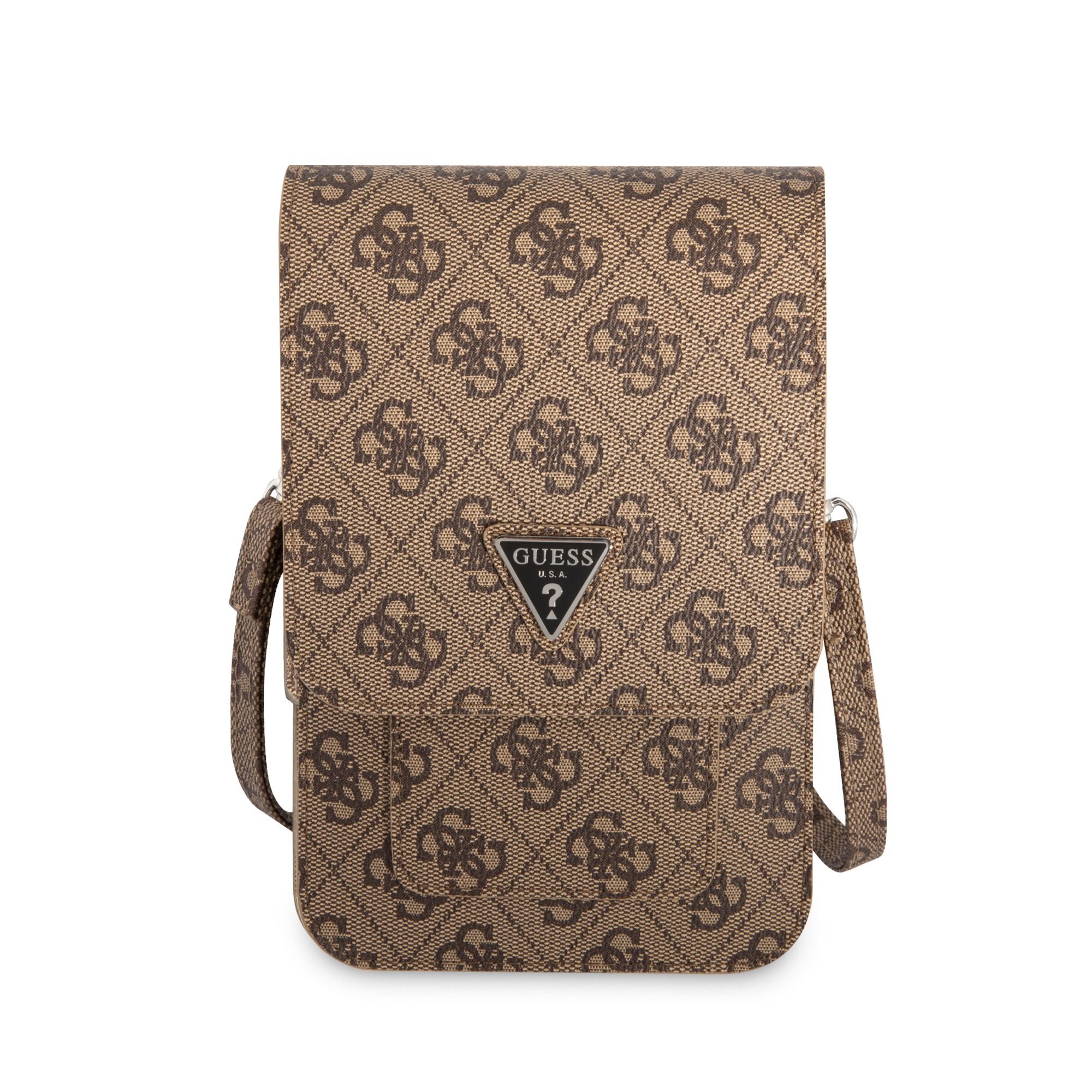 GUESS Калъф/Чанта, PU 4G Triangle Logo Phone Bag, кафяв - GUWBP4TMBR