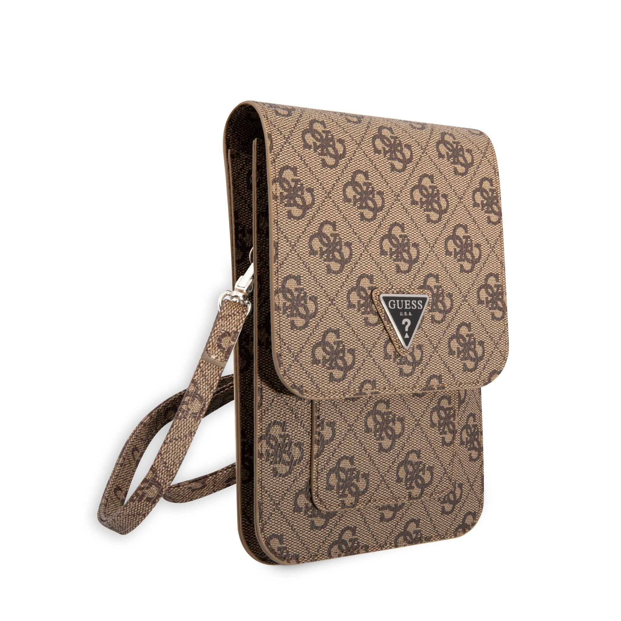 GUESS Калъф/Чанта, PU 4G Triangle Logo Phone Bag, кафяв - GUWBP4TMBR