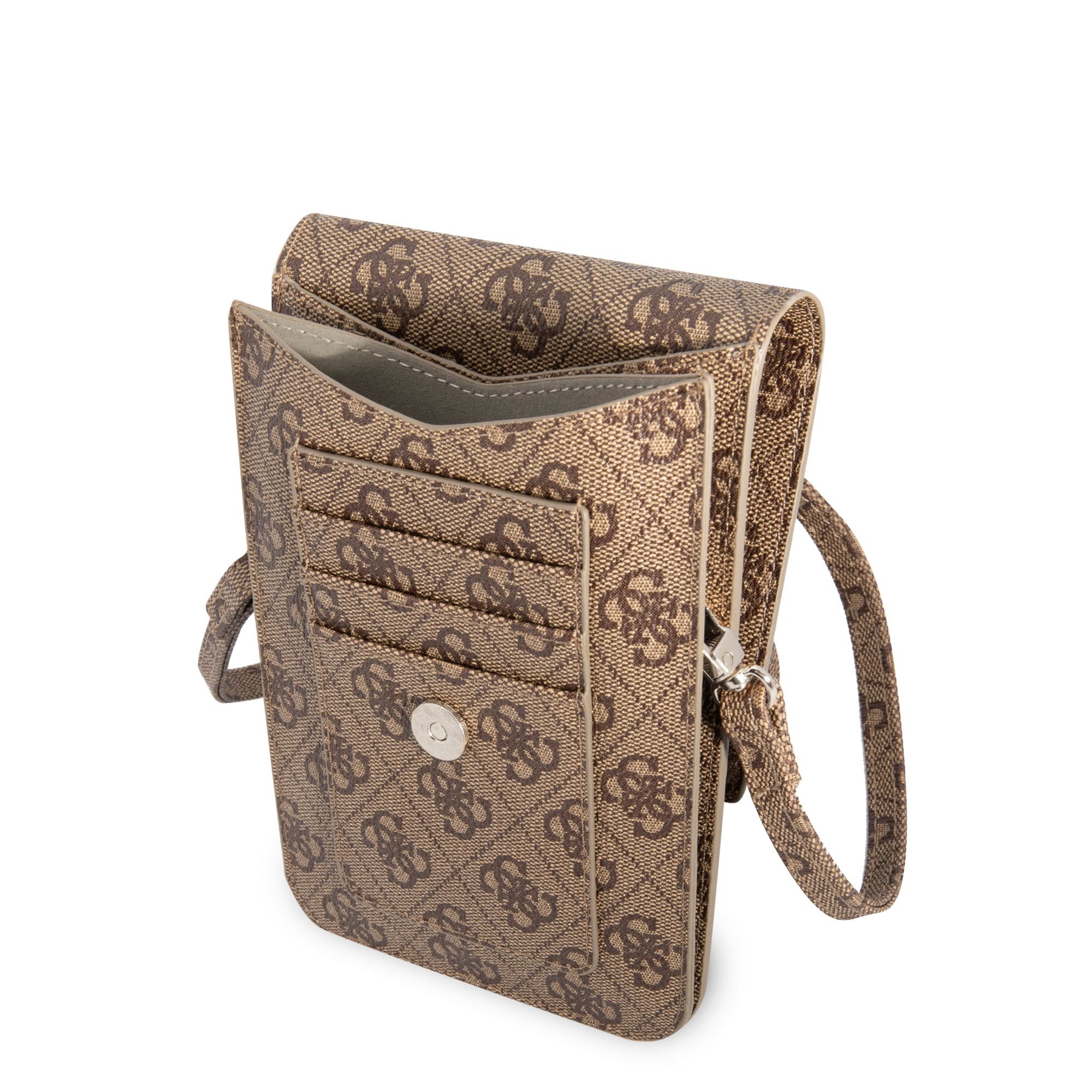 GUESS Калъф/Чанта, PU 4G Triangle Logo Phone Bag, кафяв - GUWBP4TMBR