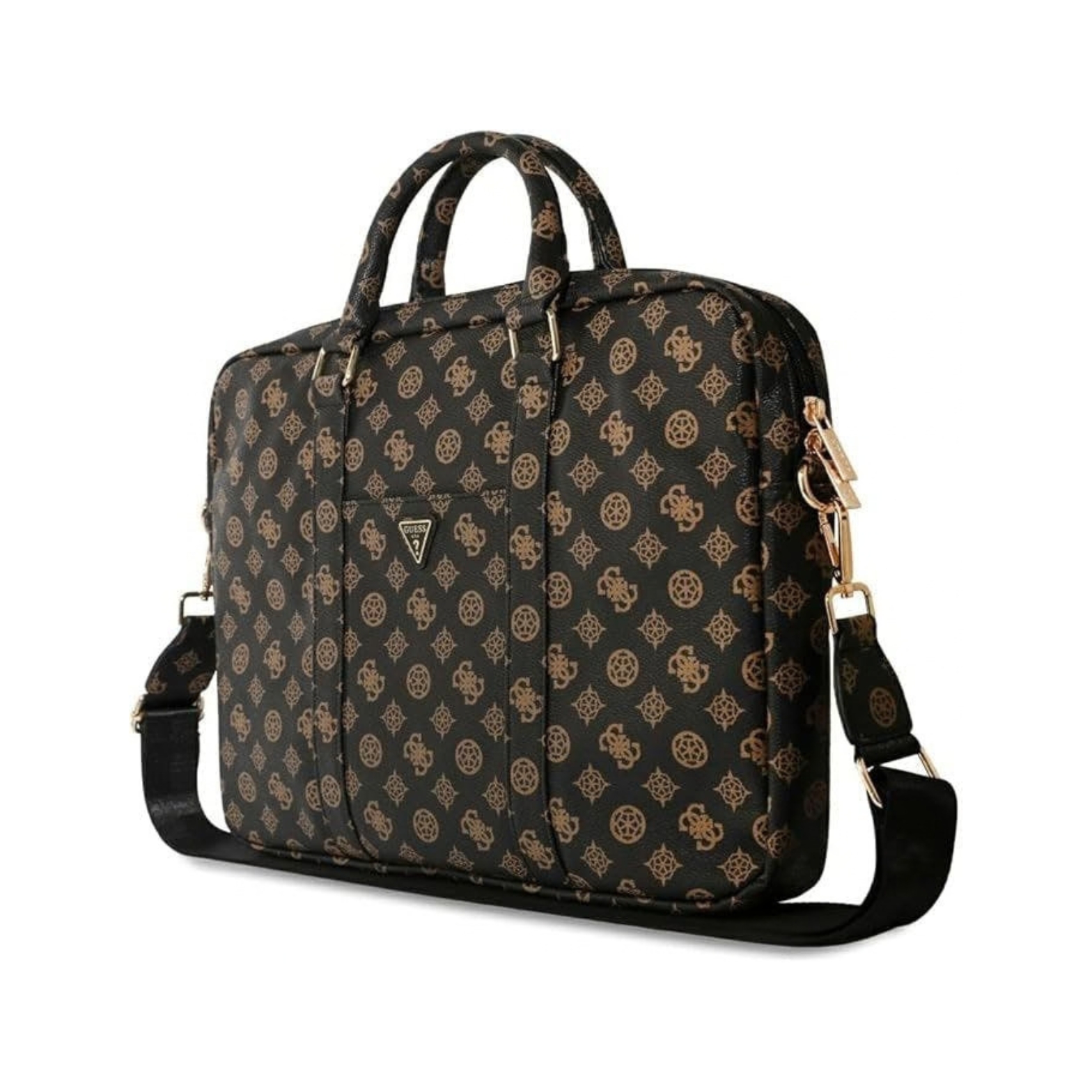 GUESS Чанта за лаптоп 16 inch, PU 4G Peony Front Pocket Zipper Triangle Logo /черен-кафяв/ - GUCB16PGPOSGNK