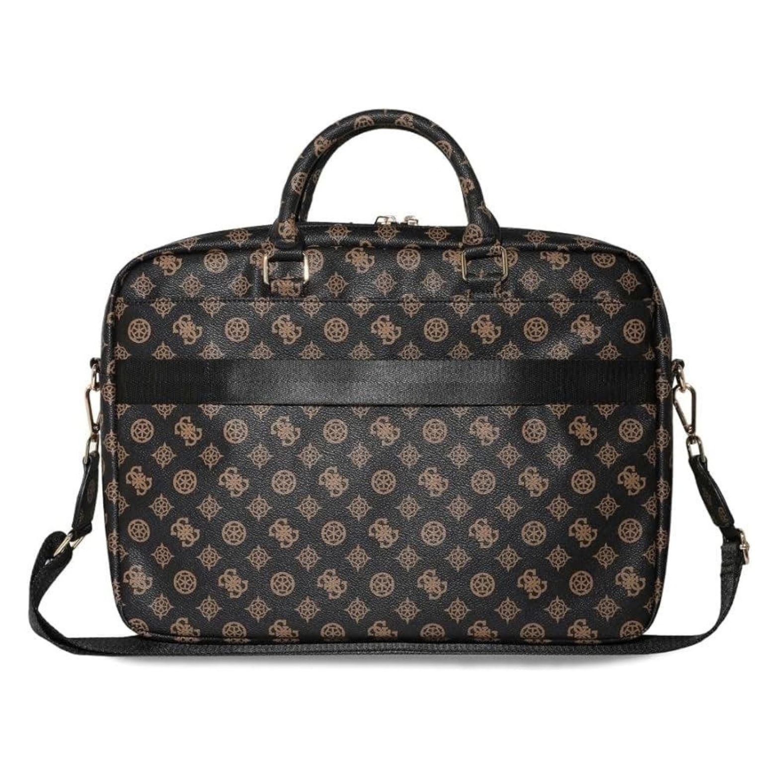 GUESS Чанта за лаптоп 16 inch, PU 4G Peony Front Pocket Zipper Triangle Logo /черен-кафяв/ - GUCB16PGPOSGNK