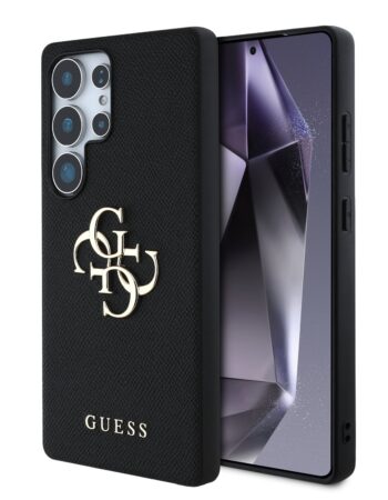 GUESS Калъф Samsung S25 Ultra, PU Grained 4G Metal Logo, черен - GUHCS25LPGT4MBK