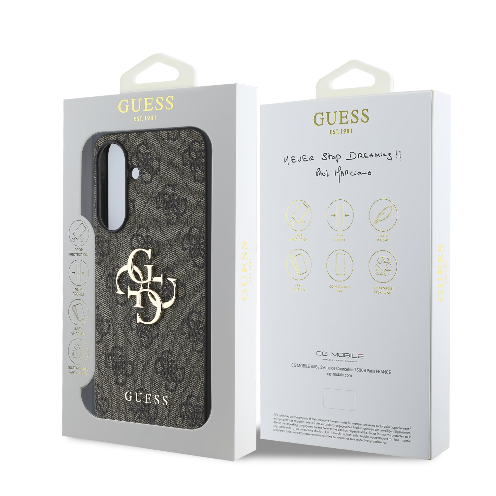 GUESS Калъф Samsung A56, PU 4G Metal Logo, кафяв - GUHCSA564GMGBR