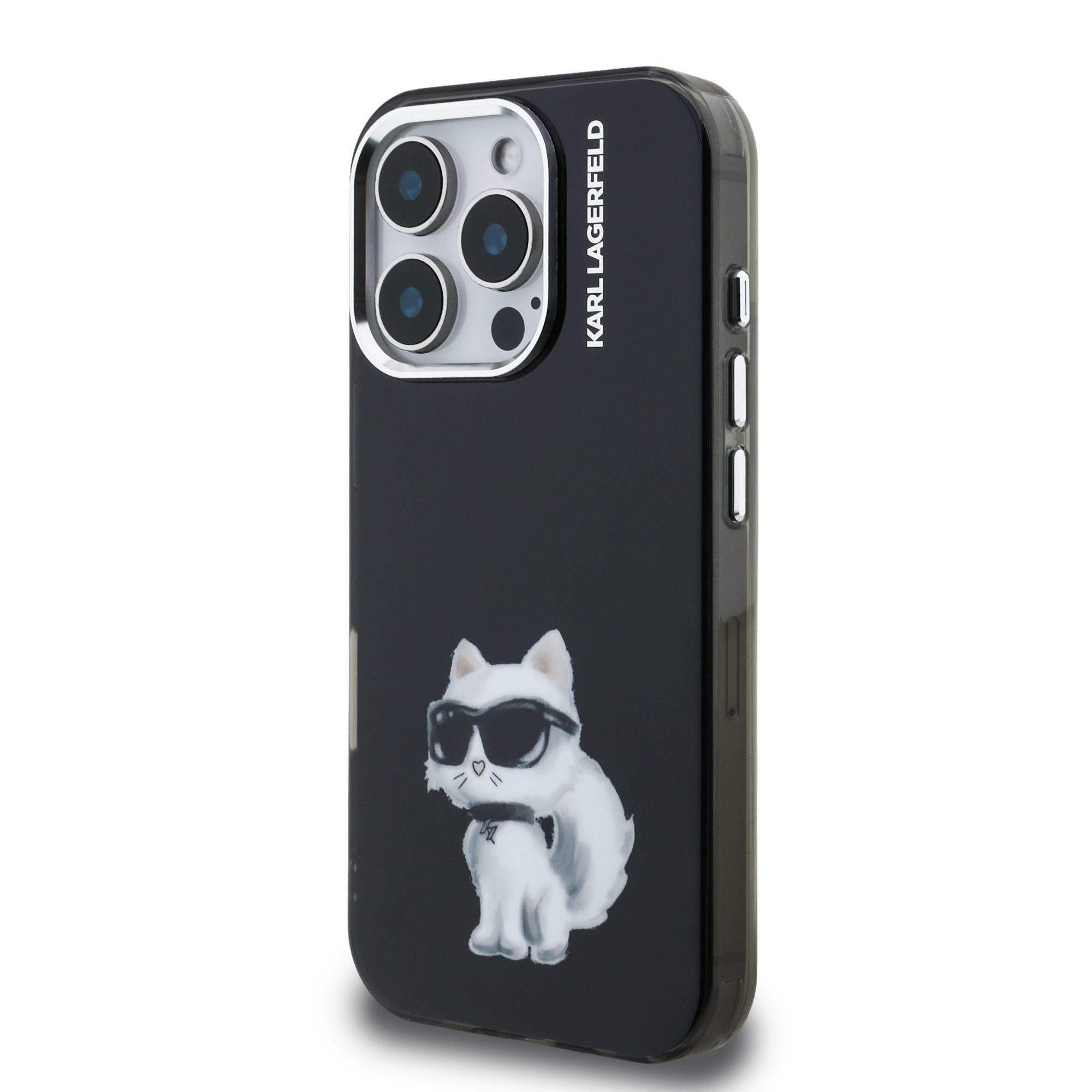 Karl Lagerfeld Калъф Apple iPhone 16 Pro, IML Aquarelle Choupette /черен/ - KLHCP16LHMCHAQK
