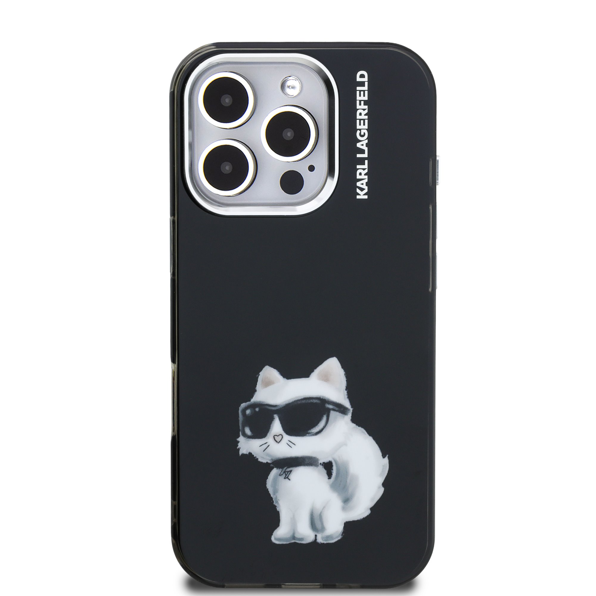 Karl Lagerfeld Калъф Apple iPhone 16 Pro, IML Aquarelle Choupette /черен/ - KLHCP16LHMCHAQK
