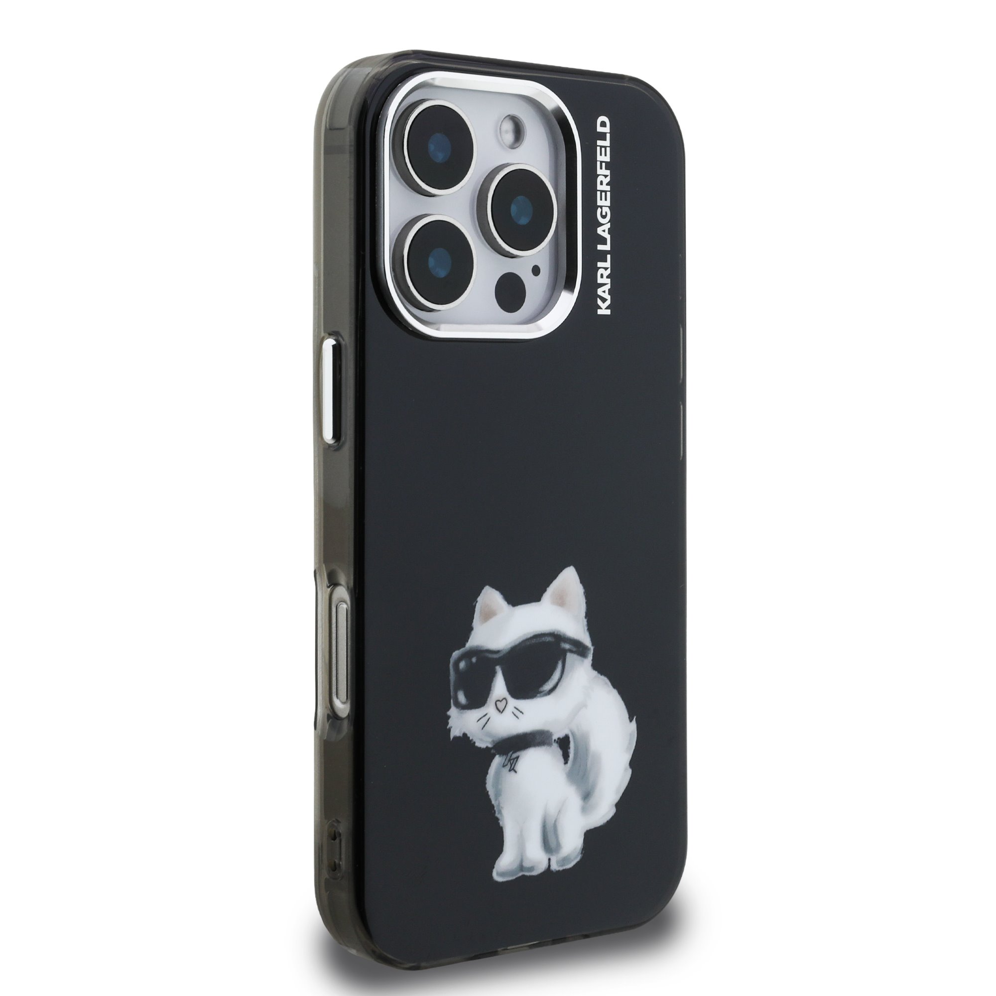 Karl Lagerfeld Калъф Apple iPhone 16 Pro, IML Aquarelle Choupette /черен/ - KLHCP16LHMCHAQK