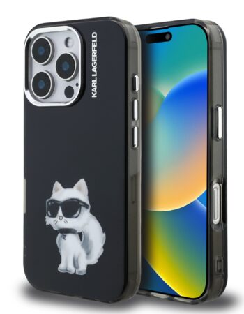 Karl Lagerfeld Калъф Apple iPhone 16 Pro, IML Aquarelle Choupette /черен/ - KLHCP16LHMCHAQK