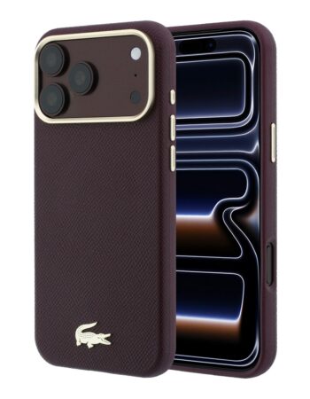 LACOSTE Калъф Apple iPhone 18 Pro/ 17 Pro, PU Leather Champs Elysees Gold Logo MagSafe /бордо/ - LCHMP18L6PSWCEDR