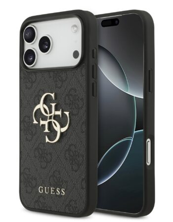 GUESS Калъф Apple iPhone 18 Pro Max, PU 4G Metal Logo, сив - GUHCP18X4GMGGR