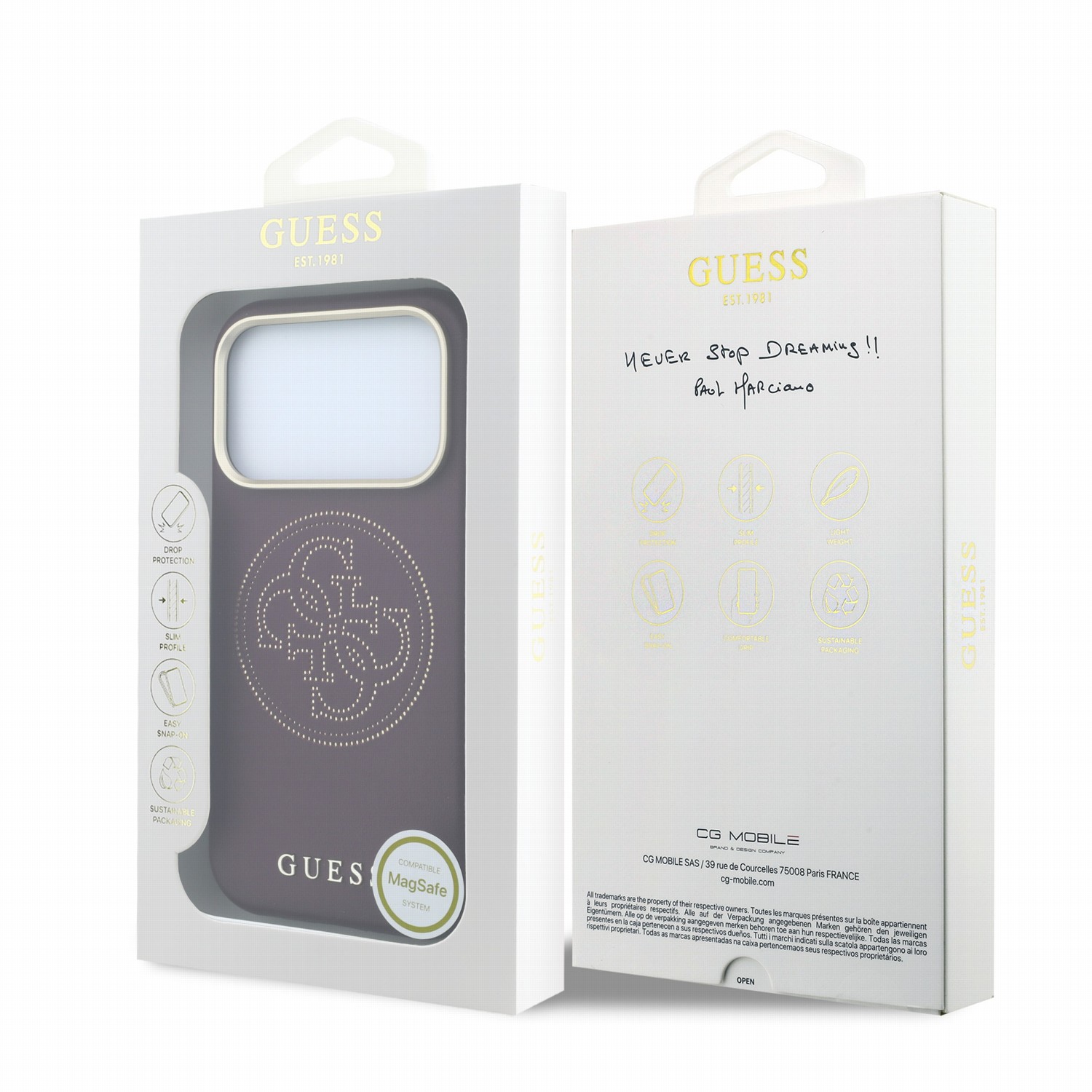 GUESS Калъф Apple iPhone 18 Pro/ 17 Pro, PU Semi Wrap Perforated 4G Logo MagSafe /бордо/ - GUHMP18L6PS4SRGU