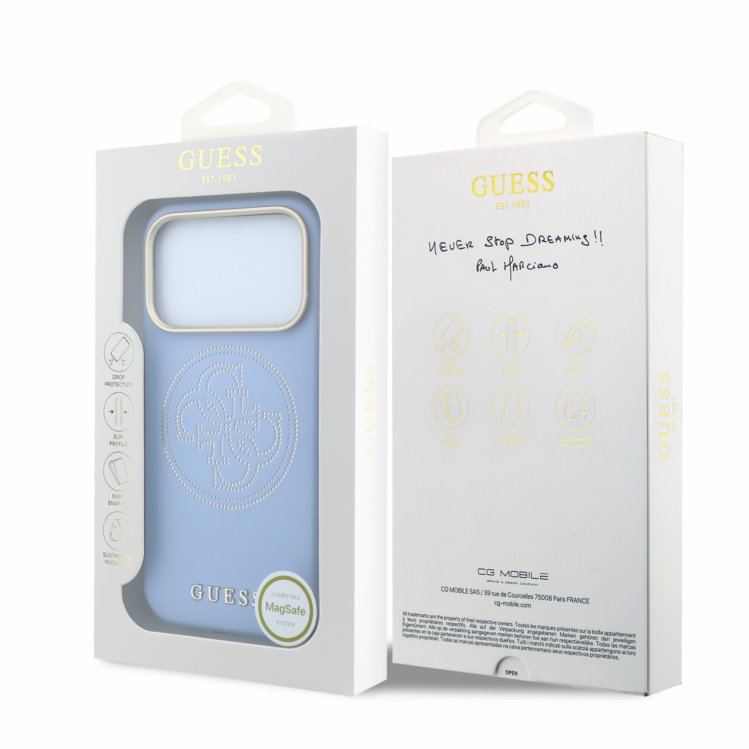 GUESS Калъф Apple iPhone 18 Pro Max/ 17 Pro Max, PU Semi Wrap Perforated 4G Logo MagSafe /син/ - GUHMP18X6PS4SRGB