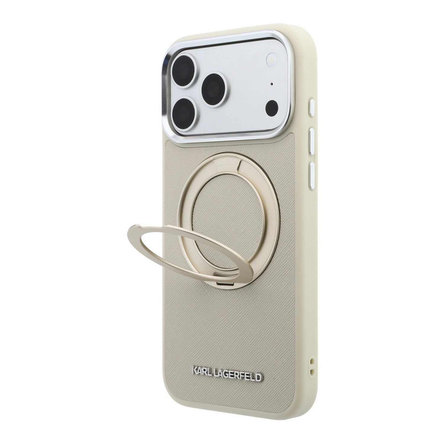 Karl Lagerfeld Калъф Apple iPhone 18 Pro/ 17 Pro, PU Saffiano Ring Stand MagSafe /бежов/ - KLHMP18L6PSARSKME