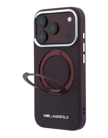 Karl Lagerfeld Калъф Apple iPhone 18 Pro/ 17 Pro, PU Saffiano Ring Stand MagSafe /бордо/ - KLHMP18L6PSARSKMR