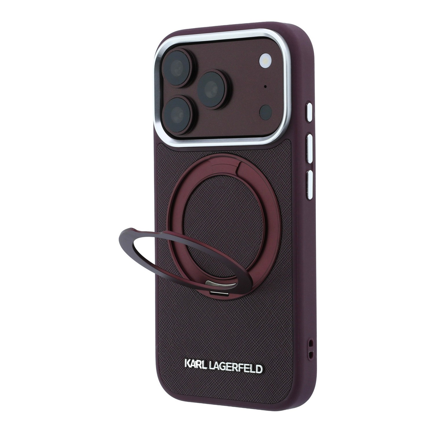 Karl Lagerfeld Калъф Apple iPhone 18 Pro/ 17 Pro, PU Saffiano Ring Stand MagSafe /бордо/ - KLHMP18L6PSARSKMR