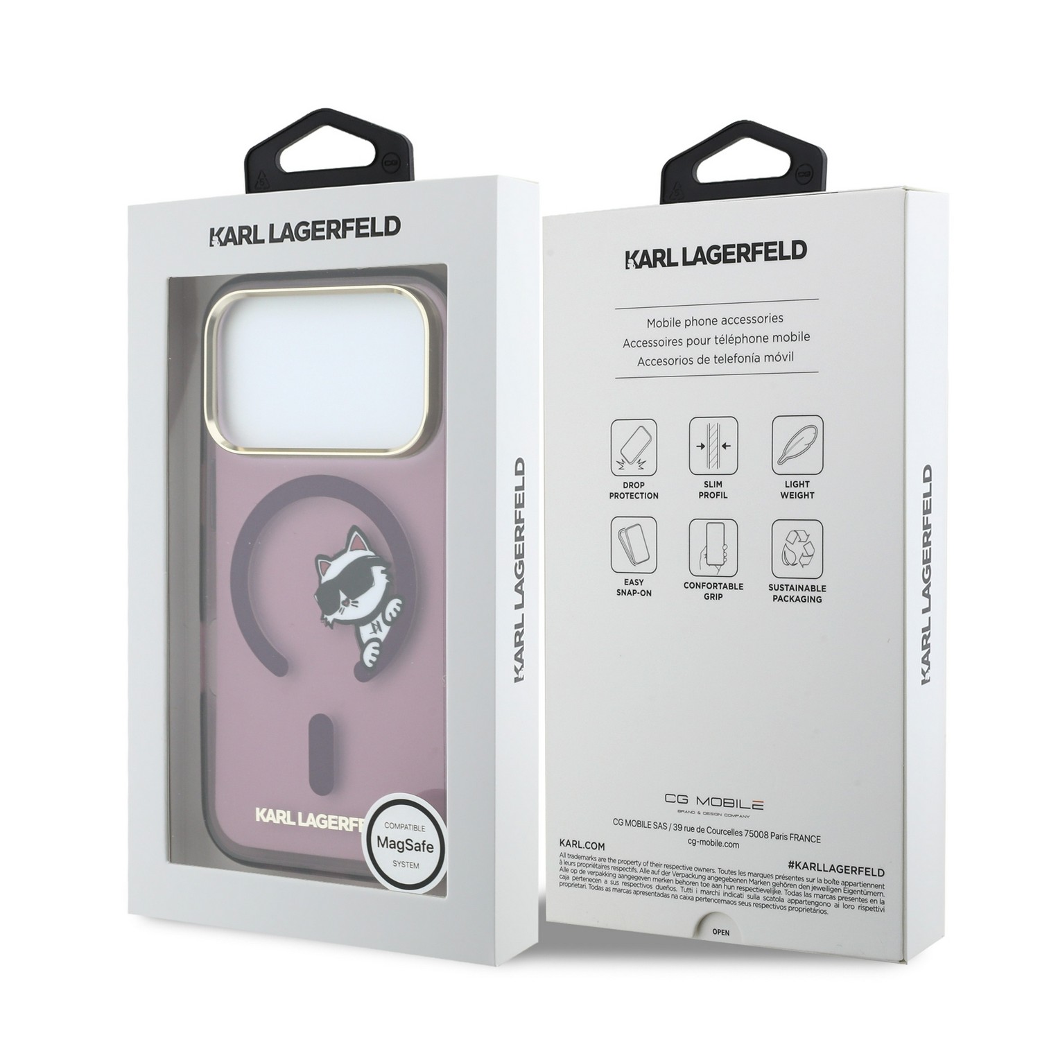 Karl Lagerfeld Калъф Apple iPhone 18 Pro/ 17 Pro, IML Choupette Peekaboo Magsafe /бордо/ - KLHMP18L6HCPSCR