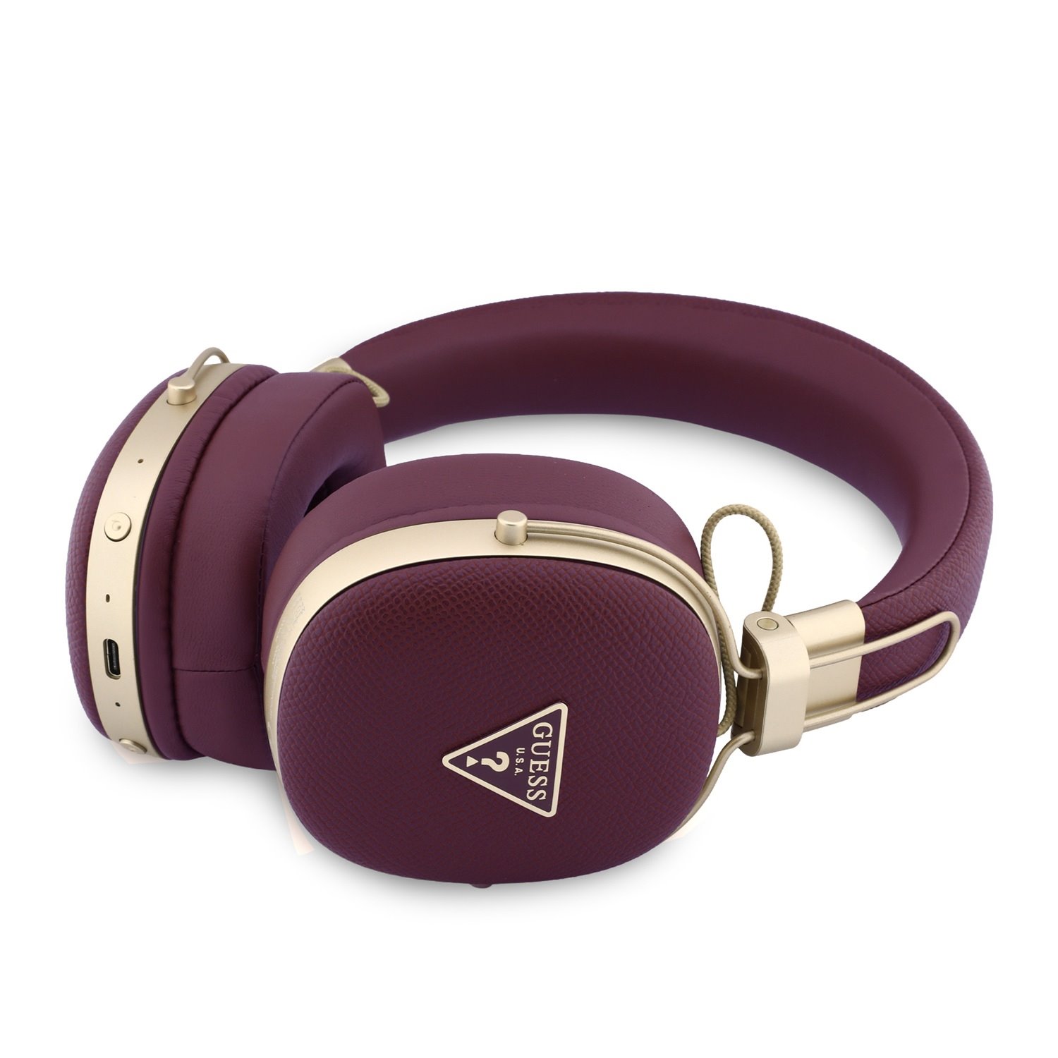 GUESS Bluetooth HF PU Grained Triangle Gold Metal Logo ENC /бордо/ - GUOBHP72PGTCSU