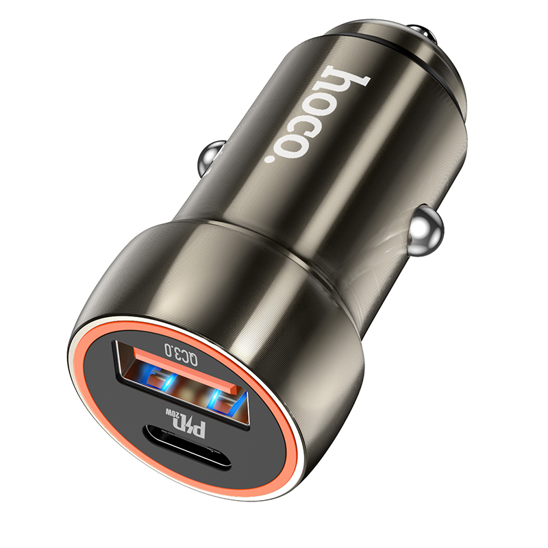 HOCO 12V 20W, USB-A + USB-C, Blue whale /сив/ - Z46A