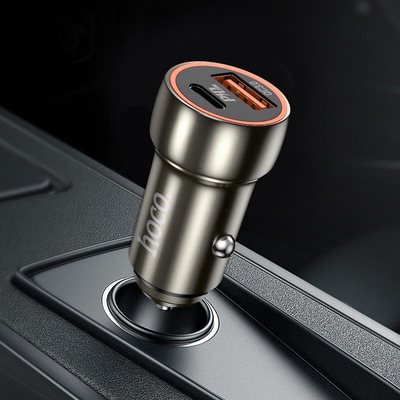 HOCO 12V 20W, USB-A + USB-C, Blue whale /сив/ - Z46A
