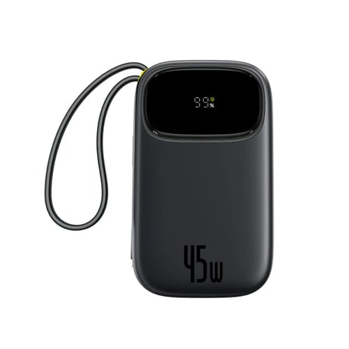 BASEUS Power Bank 20000 mAh, 45W + вградени кабели C + L, EnerFill FC31 Qpow 3 /черен/ - E0028D00