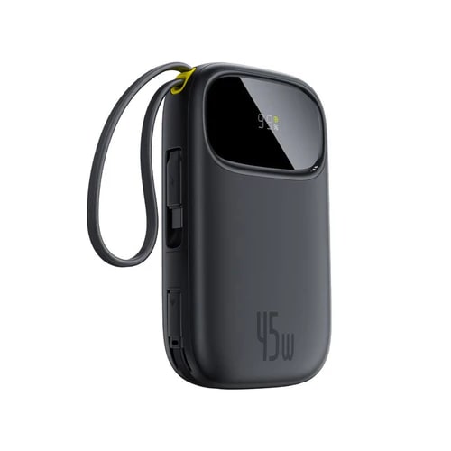 BASEUS Power Bank 20000 mAh, 45W + вградени кабели C + L, EnerFill FC31 Qpow 3 /черен/ - E0028D00