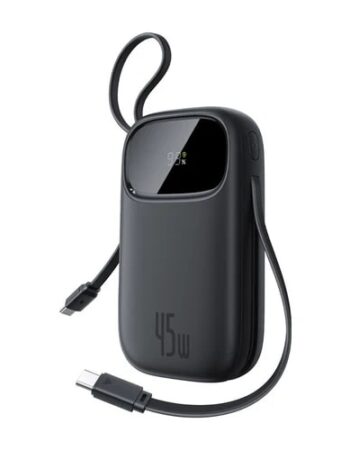 BASEUS Power Bank 20000 mAh, 45W + вградени кабели C + L, EnerFill FC31 Qpow 3 /черен/ - E0028D00