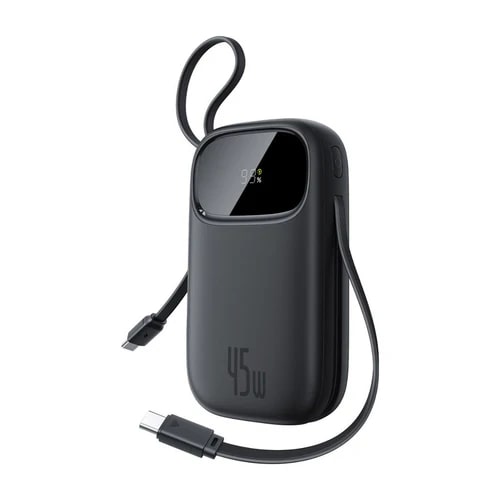 BASEUS Power Bank 20000 mAh, 45W + вградени кабели C + L, EnerFill FC31 Qpow 3 /черен/ - E0028D00