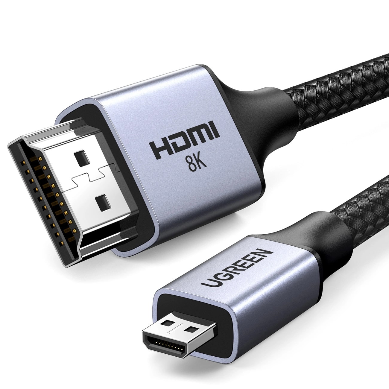 UGREEN Кабел HDMI /м/ - micro HDMI /м/, 2m. 8K /сив/ - HD164 / 15517