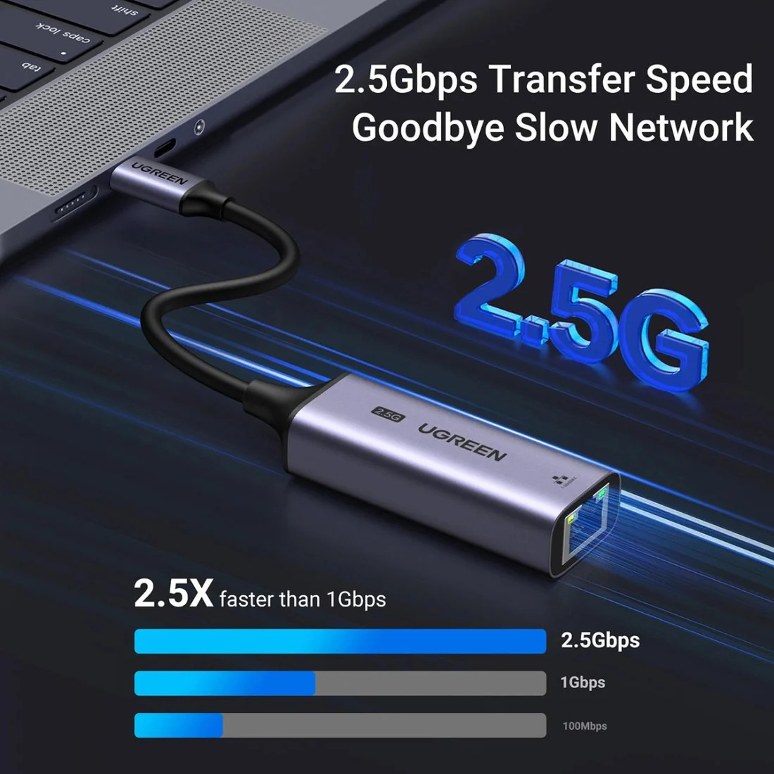 UGREEN Преходник Адаптер от USB-A 3.0 към RJ45 /ж/ /сив/ - CM648 / 25051