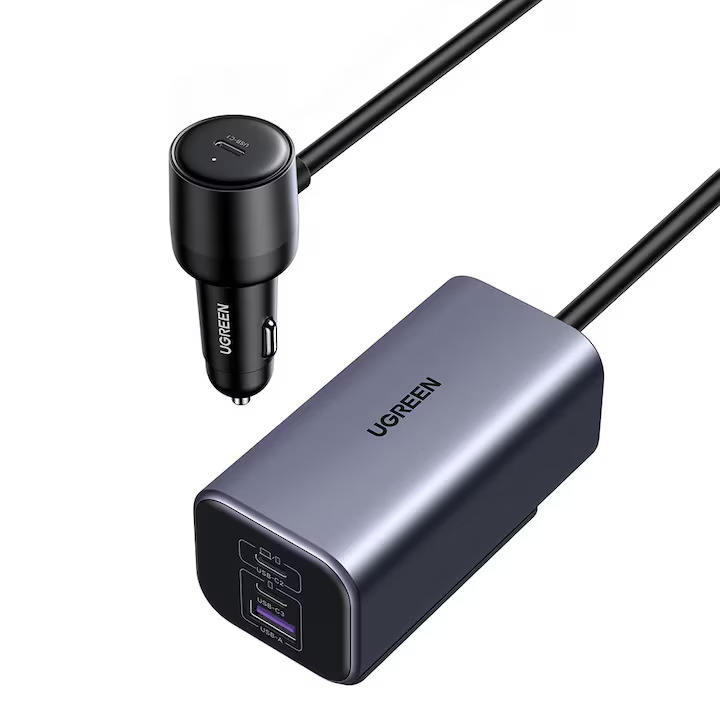 UGREEN 12V 150W, 2xUSB-A + 2xUSB-C /графит/ - EC706 / 35571