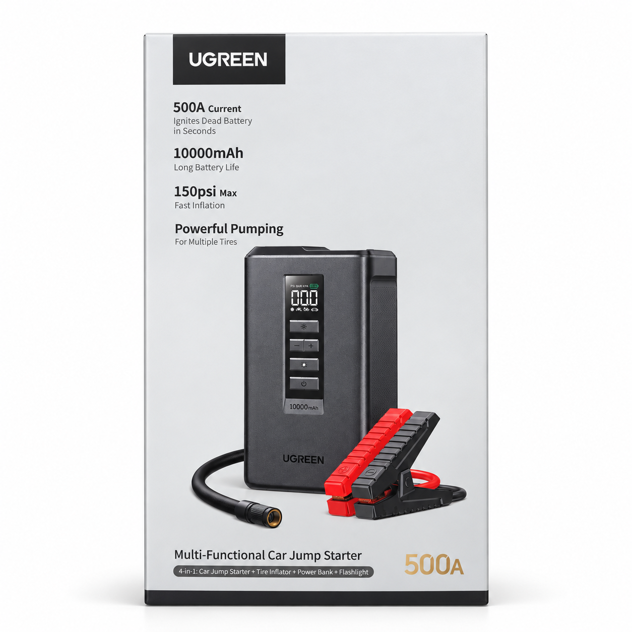 UGREEN Power Bank/Car Jump Starter 10000 mAh, 1000A + фенерче - ES703 / 35978