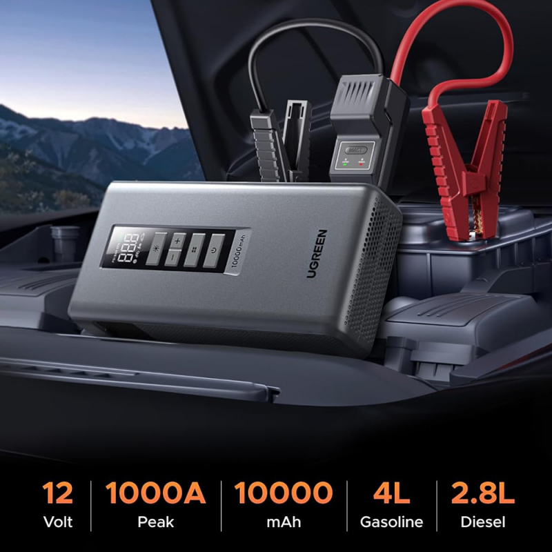 UGREEN Power Bank/Car Jump Starter 10000 mAh, 1000A + фенерче - ES703 / 35978