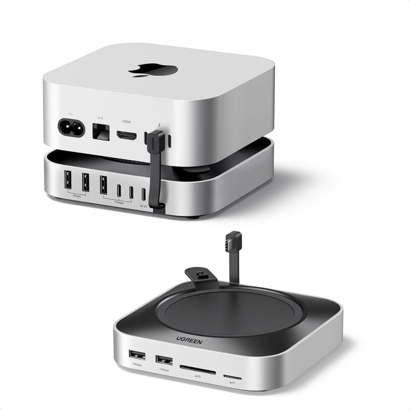 UGREEN Холдер + 11-в-1 Докинг станция, Charging station for AppleMac, за бюро (Type-C) /сив/ - CM841A / 95094