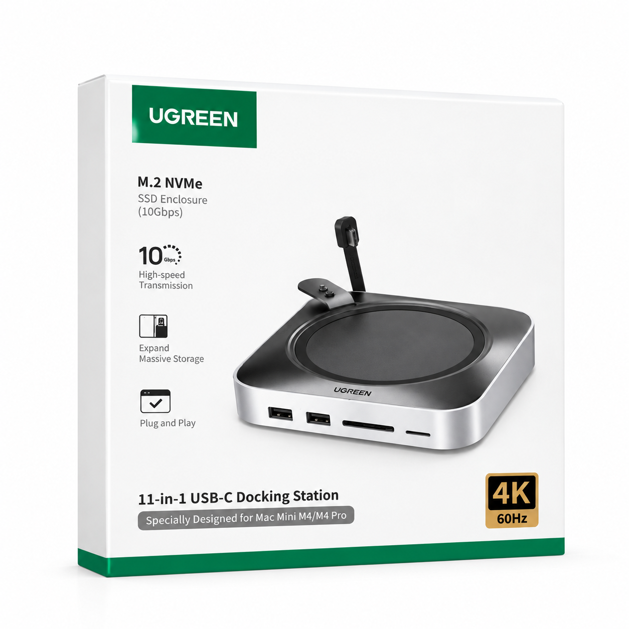 UGREEN Холдер + 11-в-1 Докинг станция, Charging station for AppleMac, за бюро (Type-C) /сив/ - CM841A / 95094