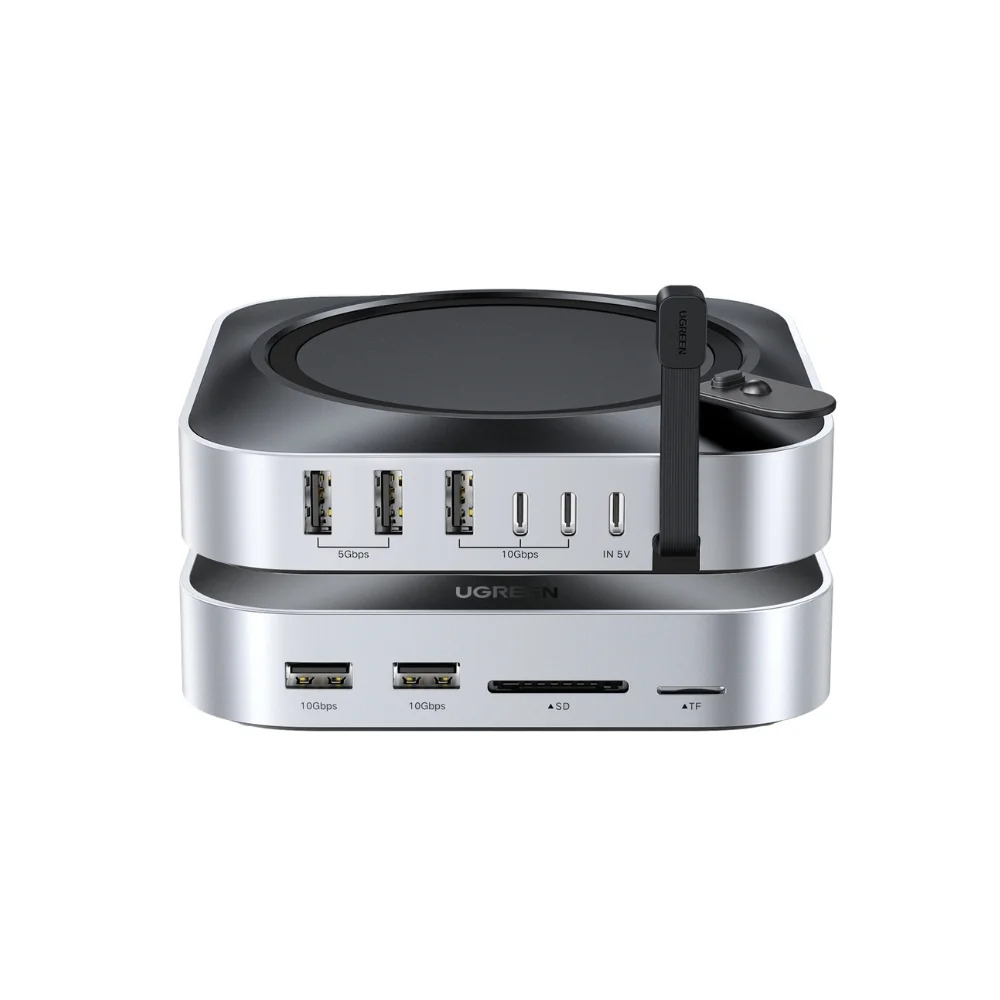 UGREEN Холдер + 11-в-1 Докинг станция, Charging station for AppleMac, за бюро (Type-C) /сив/ - CM841A / 95094