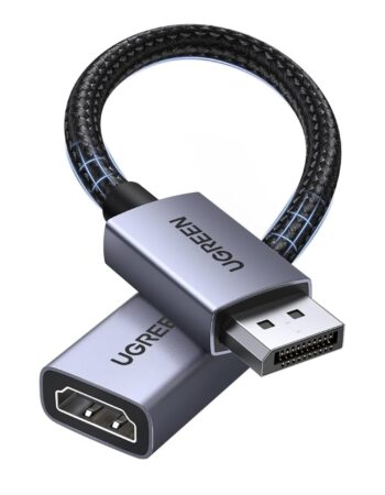UGREEN Преходник Адаптер 2-в-1 от DP /м/ към HDMI /ж/ 4K, 60Hz /сив/ - DP139 / 95418