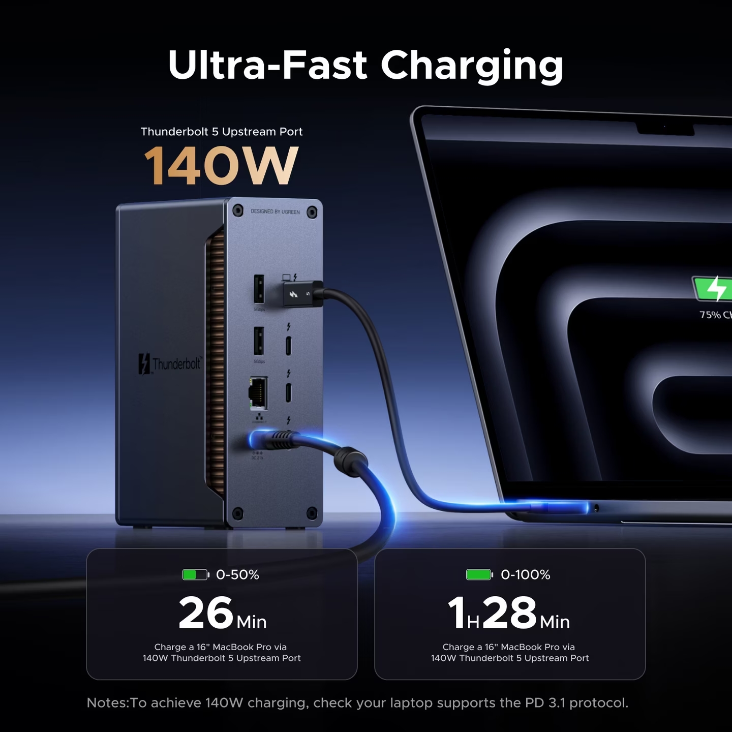 UGREEN Хъб 13-в-1, Thunderbolt 5 /сив/ - U715 / 45790A