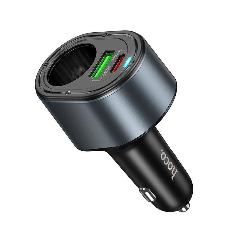 HOCO 12V 35W, USB-A + USB-C + 12V Socket, Blue whale /сив/ - Z56