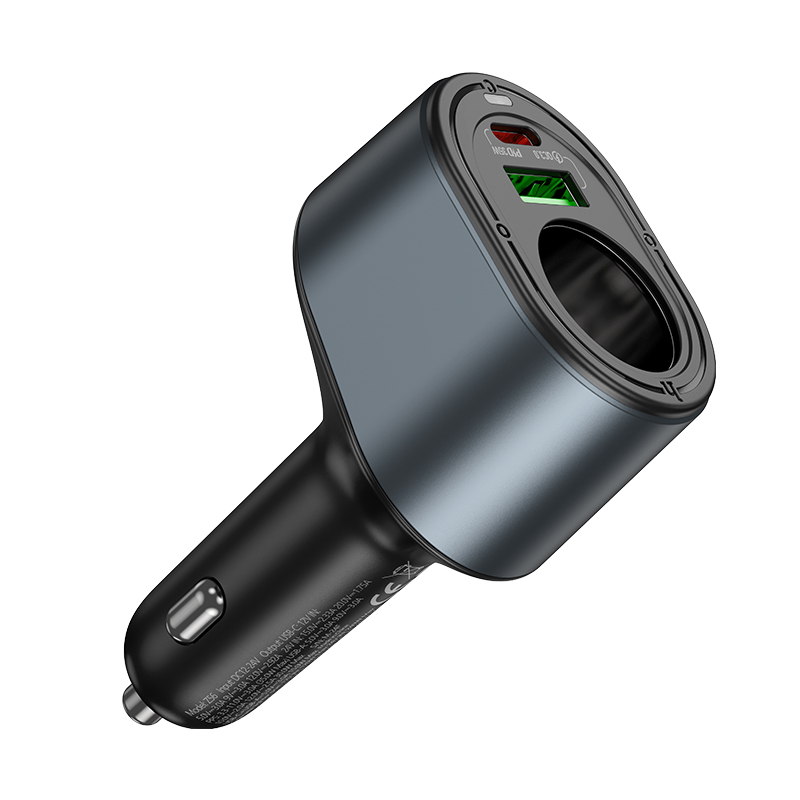 HOCO 12V 35W, USB-A + USB-C + 12V Socket, Blue whale /сив/ - Z56