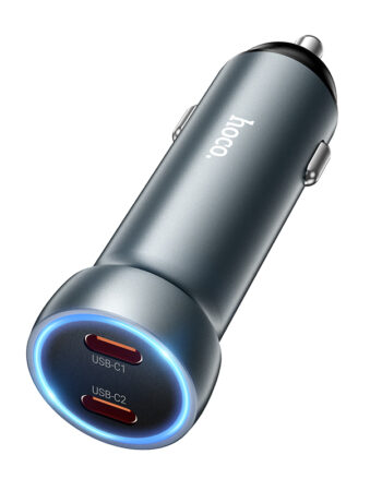 HOCO 12V 60W 2 x USB-C, Prosperous /сив/ - Z54B