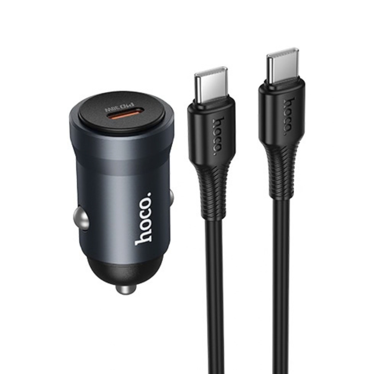 HOCO 12V 30W, USB-C + кабел Type-C -Type-C, Energy /сив/ - Z62А