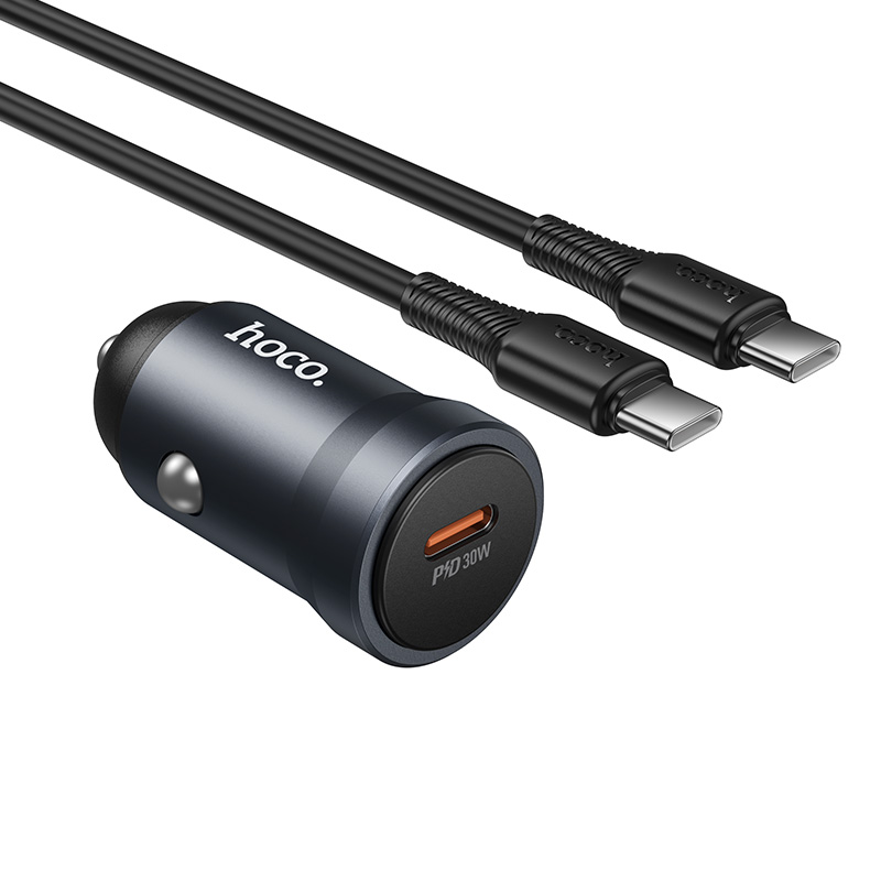 HOCO 12V 30W, USB-C + кабел Type-C -Type-C, Energy /сив/ - Z62А
