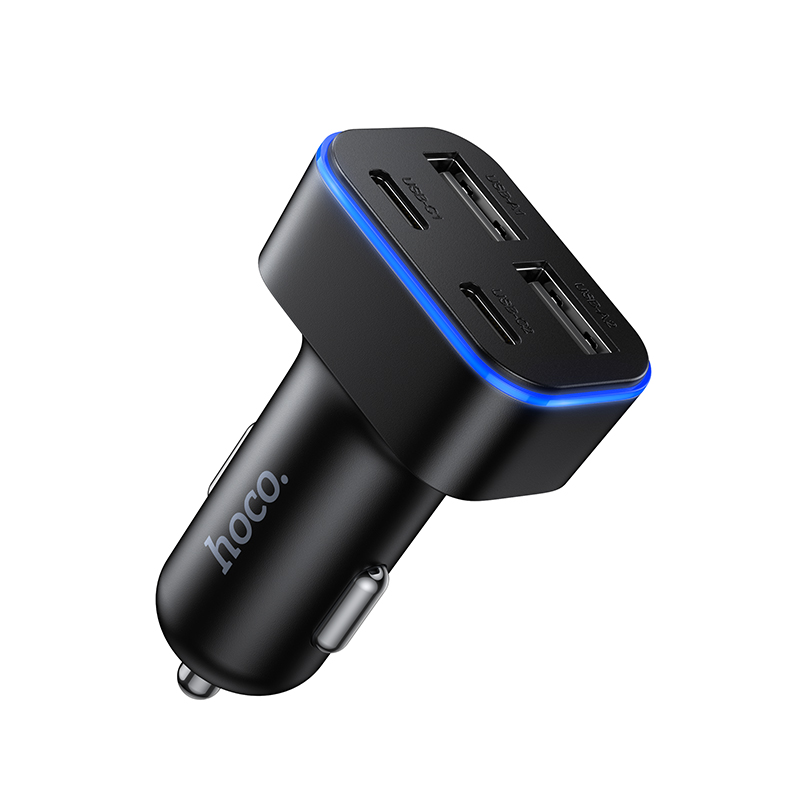 HOCO 12V 42W, 2 x USB-A + 2 x USB-C, Barry 4-port /черен/ - Z63