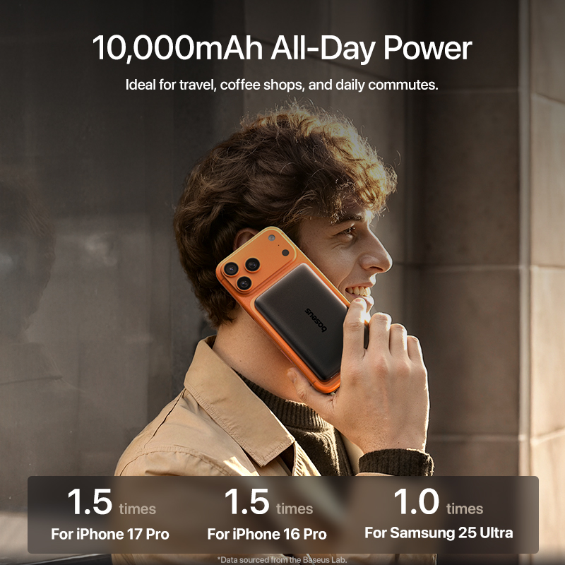 BASEUS Power Bank 10000 mAh, 45W, PicoGo AM52 Ultra-slim Qi2 Magnetic /черен/ - E0028Z00