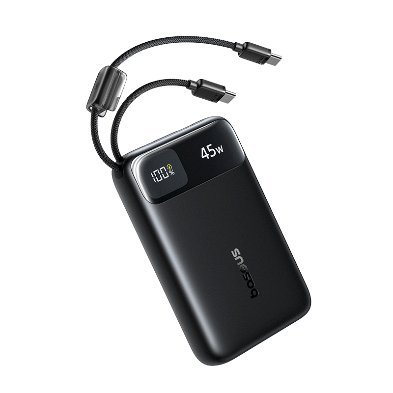 BASEUS Power Bank 20000 mAh, 45W + 2xC вградени кабели, EnerFill FC11 /черен/ - E0031100