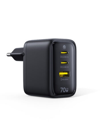BASEUS 220V 70W GaN6, USB-A + 2 x USB-C, EnerFill FE22 /черен/ - E0123500