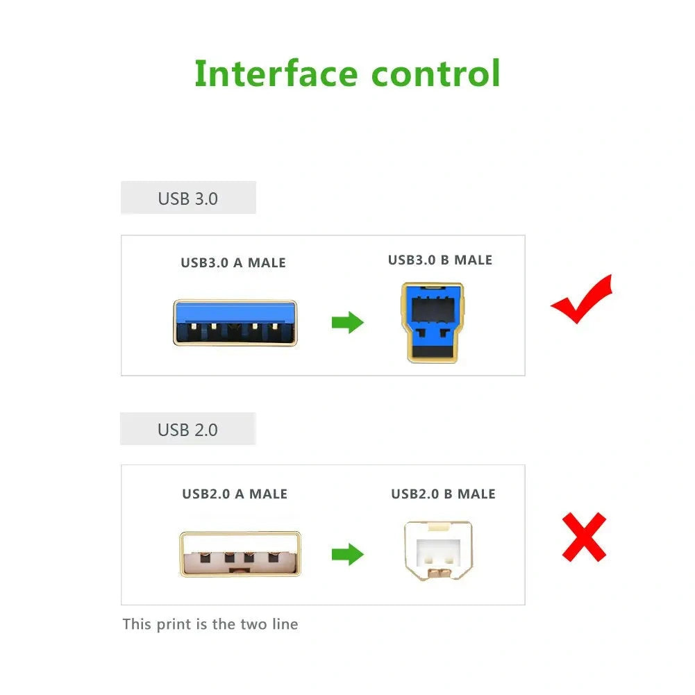 UGREEN Кабел USB-A - USB-B (м-м) Printer cable, 2м, 5Gb/s /черен/ - US210 / 10372