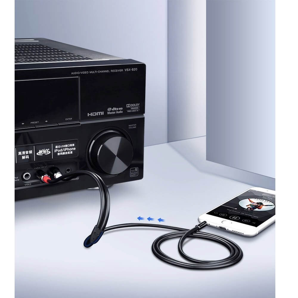UGREEN Аудио кабел 2-в-1 от 2x RCA jack /м/ към 1x AUX/м/ 3.5mm, 2m /черен/ - AV116 / 10584